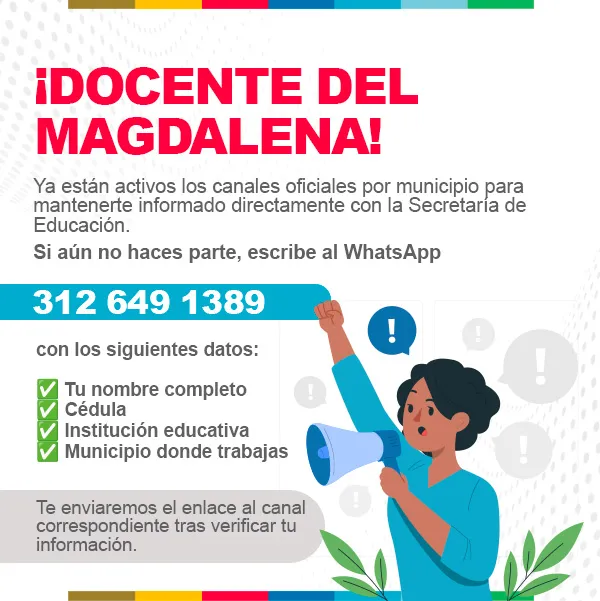 Inscríbete a los canales oficiales por municipio para docentes