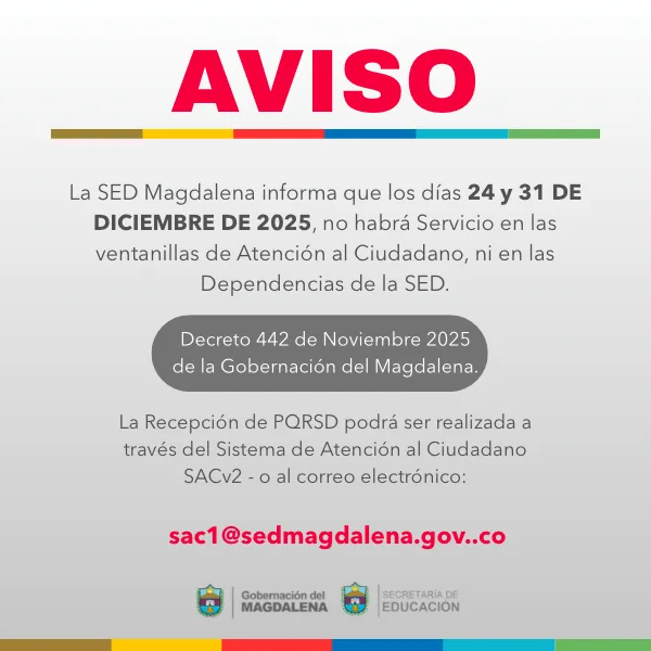 No atención al público 24-31 dic 2025